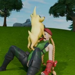 3d 3d_(artwork) blonde_hair blowjob blowjob_face cammy_white cammy_white_(fortnite) different_eye_color dog dog_ears dog_penis dog_tail epic_games female feral feral_on_human fortnite fortnite:_battle_royale grabbing green_shirt holding holding_feral holding_object iam_yann interspecies peels_(fortnite) penis penis_out size_difference sucking sucking_penis tagme yellow_body yellow_hair zoophilia