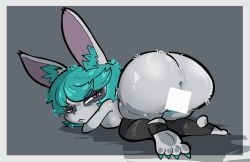 1girl anus barefoot breasts bunny_ears bunny_girl censored clawed_feet feet green_pubic_hair huge_breasts lagomorph league_of_legends pubes rabbit_ears rabbit_girl shortstack soles vex_(league_of_legends) vexvexxxy yordle