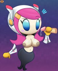 alien big_breasts blue_eyes blush breasts cum cum_on_breasts erection faceless_male female floating_hands hair human humanoid_penis kirby_(series) kirby_planet_robobot male mammal mouthless mouthless_female nintendo nipples penis pink_hair susanna_patrya_haltmann susie_(kirby) swizzle video_games white_skin