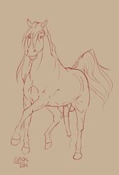 2011 animal_genitalia balls equine feral flaccid grin hooves horse horsecock male male_only mammal penis prancing precum sketch solo svadil