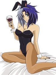 1girls bunny_costume bunny_ears bunny_tail bunnygirl bunnysuit female heterochromia human wine wine_glass yu-gi-oh! yubel