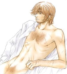 1boy harry_potter male male_only nipples nude pubic_hair remus_lupin solo yukipon