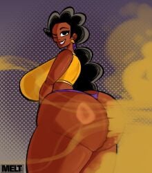 1girls alternate_version_at_source ass ass_ripple big_ass big_breasts black_hair breasts dark-skinned_female dark_skin fart fart_cloud fart_fetish fart_ripple farting female female_only huge_ass jpg marvel mature_female meltstoplock milf mimi_lafayette moon_girl_and_devil_dinosaur mother one_eye_closed relief solo