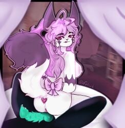 anal_object_insertion buttplug cowgirl_position dick dick_in_pussy fanart female furry_female furry_only green_cock green_dick ocxoc purple_hair rossali yumeship yumeshipping