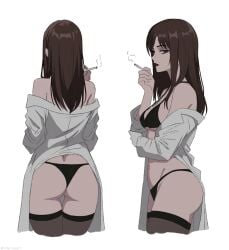 1girls 2d 2d_(artwork) 2d_artwork adult adult_female alternate_angle alternate_view anime anime_character ass ass_cleavage ass_crack back back_shot back_view background behind_view belly big_boobs big_breasts black_bra black_lips black_lipstick black_panties black_underwear blank_background blank_expression blank_eyes blank_stare bored bored_expression bra breasts brown-eyed_female brown-haired_female brown_eyebrows brown_eyes brown_hair brown_legwear brown_stockings brown_thigh_highs brown_thighhighs busty busty_female busty_girl butt charlesart cigarette cigarette_in_mouth cigarette_smoke coat different_angle digital digital_art digital_drawing digital_drawing_(artwork) digital_media digital_media_(artwork) drawing emotionless exhausted exhausted_female exposed eye-level_view fanart female female_focus female_only fingers from_back from_behind from_behind_angle from_behind_view from_side gluteal_fold groin half_naked half_nude hourglass_figure inframammary_fold inguinal_crease inguinal_ligament jujutsu_kaisen knees_out_of_frame lab_coat large_boobs large_breasts lean_figure legs_closed legs_together legwear lip_gloss lips lipstick long_hair looking_at_viewer looking_sideways looking_to_the_side manga_character mappa mature mature_female mature_woman median_furrow midriff miserable monotone_background multiple_views naked naked_female naked_woman narrow_waist neutral_expression nipple_bulge nude nude_female nudity one_color_background open_coat panties partially_undressed plain_background rear_view semi_nude shoko_ieiri shoulders shueisha side_view sideboob sleepy slender_body slender_waist slim_female slim_waist smoking smoking_cigarette solid_color_background solo standing stockings teacher thick_ass thick_butt thigh_gap thigh_highs thighhighs thighs thighs_together tired tired_expression tired_eyes tired_look top_view underboob underwear upper_body weekly_shonen_jump white_background white_coat wide_hips woman