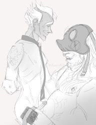 anal_sex dirty explosives gay gay_sex junkrat mask old_men_yaoi overwatch riding roadhog sub_on_top yaoi