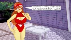 1girls 3d big_breasts black_eyes boob_window glasses hands_on_hips hiderlink20 kindergarten_(game) koikatsu lifeguard long_hair ms._lovelett one_piece_swimsuit orange_hair red_swimsuit swimsuit teacher visor visor_cap water_park whistle whistle_around_neck
