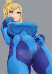 1girls :< absurdres after_masturbation big_breasts blonde_hair blue_bodysuit blue_eyes blush bodysuit breasts cameltoe excessive_pussy_juice female female_only grey_background highres huge_breasts human large_breasts long_hair looking_at_viewer looking_down metroid minakami nintendo png possible_duplicate pussy pussy_juice pussy_juice_drip pussy_juice_drip_through_clothes pussy_juice_string pussy_juice_trail samus_aran simple_background skin_tight solo thick_thighs thighs zero_suit zero_suit_samus