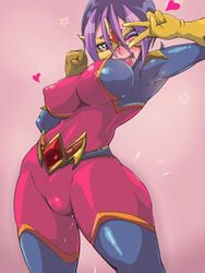 bodysuit droite_(yu-gi-oh!_zexal) erect_nipples_under_clothes female tagme v xelvy yu-gi-oh! yu-gi-oh!_zexal