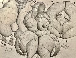 2025 2d a1uvion character_request facesitting traditional_media_(artwork)