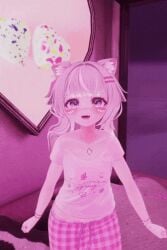 cute_face gif kiss petite_female schoolgirl small_body smaller_female smiling_at_viewer vrchat white_clothing