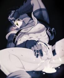 after_anal breath_of_the_wild cum cum_inside cum_on_body cum_on_penis gay gloves hood hood_up hooded hooded_male leaking_cum male male_only mask masked masked_male masked_only muscular solo solo_male the_legend_of_zelda wanwan_freedom yaoi yiga_blademaster yiga_clan