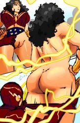 1girls ass assisted_exposure breasts dc_comics female muscular nude pussy strayafterdark tagme the_flash wonder_woman