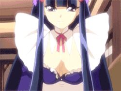 animated fellatio hair maid nakadachiuri_shiraha oral oshiete_re:maid purple_eyes purple_hair