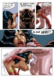 1boy 1girls areolae ass balls big_breasts big_penis bimbo black_hair blowjob blue_eyes breasts busty butt choker comic dark-skinned_female dark_skin dc dc_comics deepthroat diana_prince elbow_gloves english_text eyeshadow fat_man fellatio female fenris_comix fingering hambone hanging_breasts hourglass_figure lipstick long_hair makeup male mascara mascara_tears masturbation nipples obese obese_male oral oral_penetration oral_sex overweight overweight_male parody penis tan testicles text thigh_boots ugly_bastard ugly_man wide_hips wonder_cunt wonder_woman wonder_woman_(series)