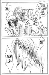 2boys anal anal_penetration anal_sex closed_eyes comic doujinshi drugged gay hand_on_ass harry_potter long_hair magic male monochrome mouth_open multiple_boys open_shirt pants_down penetration remus_lupin severus_snape sex translated yaoi yukipon