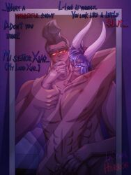 blue_eyes blue_hair demon demon_girl demon_horns humanization jackie_chan_adventures male/female mirror natalie_roto oc_x_canon red_eyes xiao_fung
