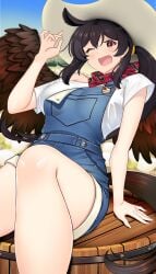 black_hair breast horse_tail kurokoma_saki saki_kurokoma smile touhou