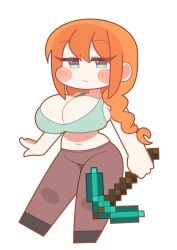 1girls alex_(minecraft) big_breasts ginger_hair minecraft noximoxy pickaxe tagme