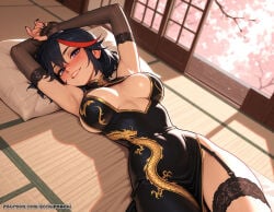 1girl 1girls ai_generated black_hair blue_eyes blue_hair blush bob_cut boobs breasts camel_toe cameltoe cleavage clothed clothed_female curvy dark_hair ecchipeachi female female_focus female_only focus fully_clothed kill_la_kill large_breasts matoi_ryuuko multicolored_hair nipples nipples_covered nipples_visible_through_clothing pussy red_hair sfw short_hair solo solo_female solo_focus streaked_hair sweat teeth tight_clothes tight_clothing uncensored
