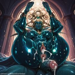 1girl after_sex after_vaginal ai_generated anus ass backdoorsenpai bare_legs barefoot big_ass breasts cape clothed_female_nude_male colored_skin completely_nude cum cum_in_pussy cum_string curvy egao erection faceless_male female_focus flexible folded glowing_eyes green_eyes green_skin hela_(empress_of_the_cosmos) hela_(marvel_rivals) instant_loss large_breasts large_penis legs_up marvel marvel_comics marvel_rivals naughty_face naugty_eyes nipples nose_blush nude penis penis_awe perky_breasts puckered_anus puffy_nipples pussy shiny_skin solo testicles thick_thighs thighs translucent_skin wide_hips