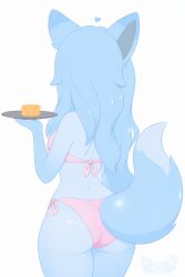 ass_focus blue_body furry_male large_ass large_breasts original pink_background pink_bikini