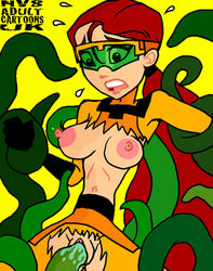 2008 abby_archer breasts goggles grossology long_hair navel nev nipples ponytail pussy red_hair tentacle tied_hair tongue tongue_out torn_clothes