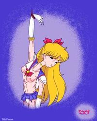 1990s 1992 1girls 20th_century bishoujo_senshi_sailor_moon blonde_hair bound bow breasts bruised bruises clothing defeated defeated_heroine female female_only human minako_aino nipples sailor_v sailor_venus skirt small_breasts solo straight_hair tagme torn_clothes wav_(artist)