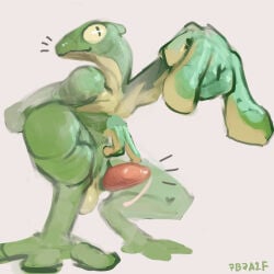 2024 7b7a2f amphibian anthro artist_name balls biped bodily_fluids crouching digital_media_(artwork) emanata erection gay gay_masturbation genital_fluids genitals gesture green_body green_skin hi_res homosexual homosexual_male low-angle_view male male_anthro male_focus male_only male_penetrating nude nude_anthro nude_male penis precum precum_string pupils simple_background slit_pupils solo tapering_penis text white_background yellow_sclera