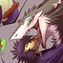 avian bird crotchshot drooling erection fluff furry furry_only gay gooey gustav hug imminent_vore kanex licking male mawplay moist nevrean open_mouth penis saliva sergal slimy tongue