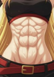 abs abs_focus ai_generated fate_testarossa midriff midriff_focus muscle_growth muscular_female navel tagme video