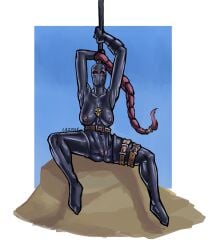 big_breasts big_thighs callidus_assassin cyzzak fit_female latex latex_bodysuit latex_clothing latex_suit red_hair solo solo_female spread_legs warhammer_(franchise) warhammer_40k