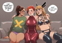 3girls ai_generated big_ass big_breasts big_thighs breasts curvaceous curvy curvy_figure digital_media_(artwork) female hips hourglass_figure huge_ass huge_breasts huge_thighs kitty_pryde large_ass large_breasts large_thighs legs light-skinned_female light_skin magik_(illyana_rasputin) marvel marvel_comics marvel_girl mature mature_female mutant mutant_(marvel) phoenix phophopho rachel_summers shadowcat slim_waist sorceress telepath thick thick_hips thick_legs thick_thighs thighs voluptuous waist wide_hips wide_thighs x-men