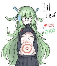 1girls bandaid bandaids_on_nipples black_shirt black_skirt black_souls black_souls_2 blue_ribbon breasts clothes_lift corrupted_twitter_file english_text hair_flaps heart leaf_(black_souls) like_and_retweet long_hair medium_breasts navel o_o pasties pipo_(pipochipzz) pleated_skirt pointy_ears ribbon shirt shirt_lift simple_background skirt solo sweat sweatdrop twitter_username very_long_hair white_background