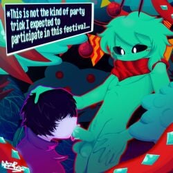 blowjob deltarune deltarune_freedom_edition dialogue face_fucking green_skin huge_cock hung_femboy male male_only penis razor_xo throat_fuck vessel_(deltarune) vessel_(fe) zhang_sha_(fe)