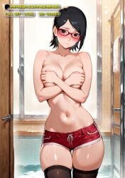 ai-created ai_art ai_assisted ai_generated ass ass_bigger_than_head black_hair boruto:_naruto_next_generations boruto:_two_blue_vortex cleavage clitoris covering_breasts curvy curvy_body curvy_female curvy_females curvy_hips curvy_thighs deep_cleavage eri_(my_hero_academia) female female_only glasses handbra hanging_breasts hourglass_figure huge_breasts large_breasts massive_ass medium_boobs medium_breasts medium_tits naruto naruto_(series) petite petite_body petite_female sarada_uchiha short_hair shorts teenage_girl teenager thick_thighs uchiha_sarada uncensored undressing