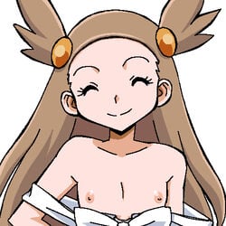 00s 1girls breasts brown_hair female gomatarou gym_leader jasmine_(pokemon) jasmine_(pokemon_gsc) light-skinned_female light_skin long_hair nintendo pointy_chin pokemon pokemon_gsc simple_background solo white_background