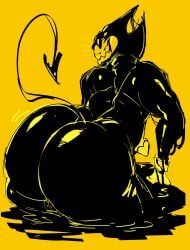 absurd_res balls bendy_and_the_ink_machine bendy_the_dancing_demon big_butt bottom_heavy butt cartoon_gloves clothing curved_horn demon demon_humanoid evil_grin gat0pussy24 genitals gloves gloves_only grin handwear handwear_only hi_res horn huge_butt humanoid ink_creature monochrome monster mostly_nude pear-shaped_figure sharp_teeth smile spade_tail tail teeth thick_thighs wide_hips