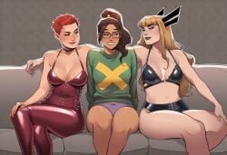3girls ai_generated big_ass big_breasts big_thighs breasts curvaceous curvy curvy_figure digital_media_(artwork) female hips hourglass_figure huge_ass huge_breasts huge_thighs kitty_pryde large_ass large_breasts large_thighs legs light-skinned_female light_skin magik_(illyana_rasputin) marvel marvel_comics marvel_girl mature mature_female mutant mutant_(marvel) phoenix phophopho rachel_summers shadowcat slim_waist sorceress telepath thick thick_hips thick_legs thick_thighs thighs voluptuous waist wide_hips wide_thighs x-men