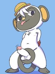 accessory animal_crossing anthro balls blush bodily_fluids clothing cock_ring foreskin genital_fluids genitals haplorhine hi_res jewelry leaking_precum male mammal monkey niko_(animal_crossing) nintendo nipples nude penis penis_accessory penis_jewelry precum presenting presenting_penis primate retracted_foreskin solo tongue tongue_out twerpishimp undressing waving_penis