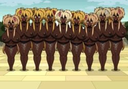 9girls ahe_gao animated bimbo blonde_hair breast_expansion dark_skin gyaru kisekae nude pussy_juice schoolgirl tan_skin transformation wet