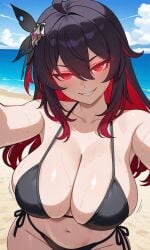 1female 1girl 1girls ahoge ai_generated armpits ass beach beach_background big_ass big_boobs big_breasts big_butt big_butt_(female) big_tits bikini bikini_bottom bikini_top black_bikini black_bikini_bottom black_bikini_top black_hair black_side-tie_bikini boobs boobs_bigger_than_head boobs_focus breasts breasts_bigger_than_head breasts_focus busty busty_female butt cleavage clouds curvaceous curvaceous_body curvaceous_female curvaceous_figure curvaceous_hips curvaceous_thighs curvy curvy_body curvy_female curvy_figure curvy_hips day daytime evil_smile eyes eyes_glowing female female_only femme_fatale glowing_eyes glowing_red_eyes hair hair_between_eyes hair_ornament hips honkai_(series) honkai_impact_3rd hourglass_figure hourglass_figured_female hoyoverse image large_ass large_boobs large_breasts large_butt large_tits lips long_black_hair long_hair long_red_hair looking_at_viewer mature_body mature_female mature_woman mihoyo ocean pawg phat_ass plump_ass plump_boobs plump_breasts plump_butt plump_hips plump_thighs plump_tits reaching_towards_viewer red_eyes red_eyes_female red_hair sand seele_vollerei seele_vollerei_(starchasm_nyx) sexy sexy_female side-tie_bikini solo solo_female sweating sweating_female thighs tits tits_bigger_than_head tits_focus two-tone_hair veliona voluptuous voluptuous_female voluptuous_woman water wide_hips
