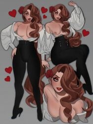 1boy brunette brunette_hair eros_(krow07) femboy heels krow07 male pecs topless
