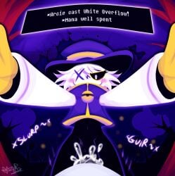 anonymous cum cute deltarune_freedom_edition dialogue face_fucking futanari girl_cock hand_on_head horny_female huge_cock latex latex_bodysuit razor_xo taker_pov throat_fuck