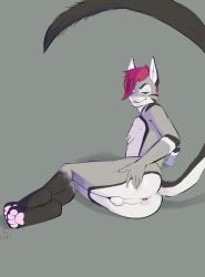 2020 4_toes 5_fingers absurd_res anthro anus areola backsack balls biped digital_media_(artwork) digitigrade dipstick_ears domestic_cat ear_markings eyebrows feet felid feline felis fingers genitals hair half-closed_eyes hi_res humanoid_hands leg_markings loki_lemuria long_tail looking_at_viewer lying malann male mammal markings multicolored_ears narrowed_eyes nude on_side pawpads pink_hair pointy_ears prick_ears rear_view signature slim_anthro slim_male smile socks_(marking) solo tail toes