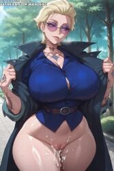 1girl 1girls ai_generated blonde_hair boobs breasts female female_focus genderbend genderbent genderswap genderswap_(mtf) girl league_of_legends league_of_legends:_wild_rift lips locke makeup milf riot_games rule_63 short_hair stable_diffusion tagme tits uncensored wardens watermark