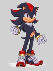 2024 absurd_res anthro balls black_body black_nose clothing digital_drawing_(artwork) digital_media_(artwork) erection eulipotyphlan fist footwear frown gay genitals gloves handwear hedgehog hi_res homosexual homosexual_male humanoid_genitalia humanoid_penis looking_at_viewer male male_focus male_only male_penetrating mammal penis red_body red_eyes sega shadow_the_hedgehog shoes silentmist solo sonic_the_hedgehog_(series) standing