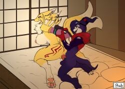 1boy 1girls big_breasts boobs digimon female_fox fox fox_girl furry furry_female furry_male imp impmon male/female penis penis_in_pussy renamon rkitsune sabrotiger sabrotiger125_(artist) sex testicles vixen