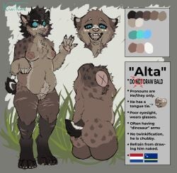 4_toes 5_fingers absurd_res alta_(kiwikwe) anthro armpit_hair belly big_nipples body_hair breasts brown_body brown_fur brown_hair claws digitigrade double_chin ear_tuft english_text feet felid feline female fingers freckles fur hair happy_trail hi_res kiwikwe lynx mammal markings model_sheet moobs multicolored_hair navel nipples nub_tail pawpads paws scar self-harm_scars slightly_chubby solo spots spotted_body teal_eyes teeth text toes tongue tongue_tie tuft two_tone_hair