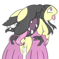 ahe_gao anoddscot anthro anus black_hair clothes cunnilingus female hair licking long_tongue mawile mega_evolution mega_mawile nintendo oral oral_sex pink_eyes plain_background pokemon pokemon_(species) presenting purple_skin pussy pussy_juice saliva saliva_string sex solo spread_pussy spreading standing tongue tongue_out torn_clothing vaginal_insertion video_games white_background yellow_skin